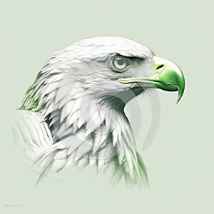 Eagle Head Illustration On Green Background By Raphael Lacoste