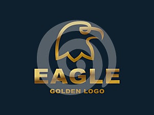 Eagle head logo - golden vector illustration on dark background