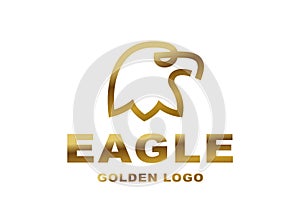 Eagle head logo - golden vector illustration on white background