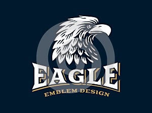 Eagle head logo - vector illustration on dark background