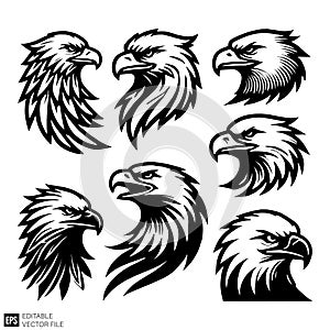 Eagle Head Logos and Mascots Vector Set