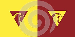 Eagle Head Mascot with triangle Shield Emblem Vector logo illustration