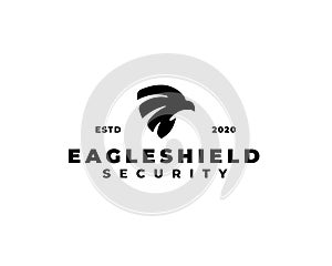 Eagle head shield logo design. Eagle head silhouette. Security logo