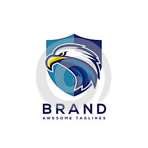 Eagle head with shield logo Template