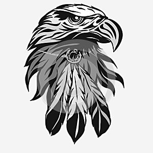 Eagle head with Tribal Feathers vector