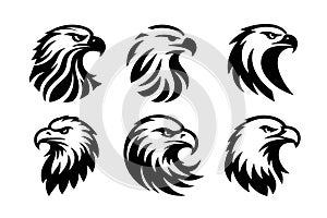 Eagle head vector silhouette art illustration bundle set