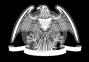 Eagle heraldry with blank ribbon