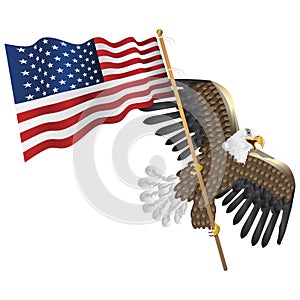 eagle holding american flag. Vector illustration decorative design