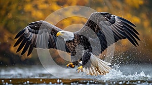 Eagle Hunting Near a River