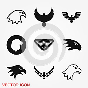 Eagle icon. Logo design vector template, flat icon