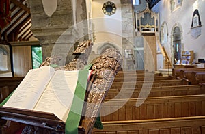 Eagle Lectern of St Peter Ad Vincula Church. Wisborough Green, Sussex, UK