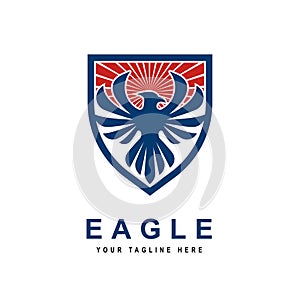 Eagle logo concept simple design. The logo represents the upper body of an eagle raising two wings to show its grace, dignity,