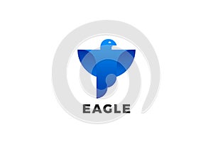 Eagle Logo Design Geometric Style Vector Template. Bird Falcon Soaring Wings Logotype concept icon