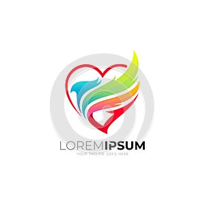 Eagle logo and love design combination, colorful style