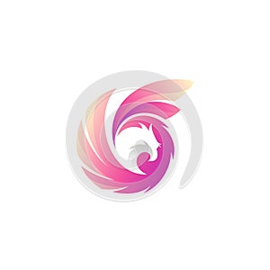 Eagle logo with simple design template, circle design