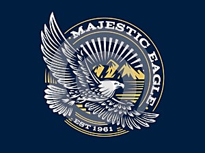 Eagle logo - vector illustration, emblem on dark background photo