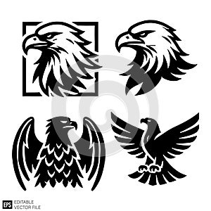 Eagle Logos and Emblems Set - Vector Illustration