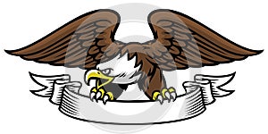 Eagle mascot grip the ribbon
