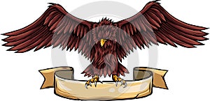 illustration of eagle mascot grip the ribbon