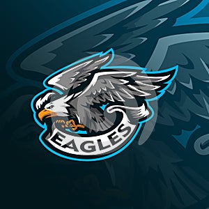 Eagle mascot logo design vector with modern illustration concept style for badge, emblem and tshirt printing. angry eagle