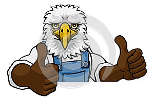 Eagle Mascot Plumber Mechanic Handyman Worker