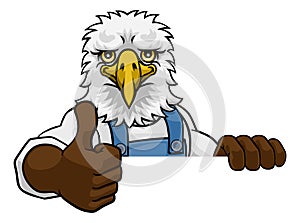 Eagle Mascot Plumber Mechanic Handyman Worker