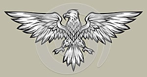 Eagle mascot spread wings. Symbol, mascot.