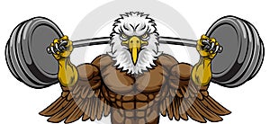 Eagle Mascot Weight Lifting Barbell Body Builder