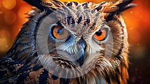 an Eagle-Owl searching for prey Generative AI
