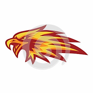 Eagle Phoenix Burning Fire Mascot Logo Flame Sports Mascot Design Vector