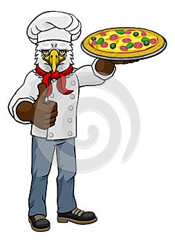 Eagle Pizza Chef Cartoon Restaurant Mascot