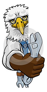 Eagle Plumber Or Mechanic Holding Spanner