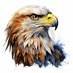 Eagle Portrait Painting On White Background - Speedpainting By Hryhorii Havrylenko