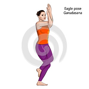 Eagle pose. Garudasana.