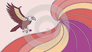 Eagle and rainbow swirl, dynamic flight, nature\'s energy, bird in motion vector design Generative AI photo