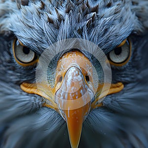 Eagle\'s focused gaze and sharp beak. photo