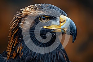 Eagle\'s head in sharp focus. photo