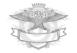 Eagle on Shield with Banner Emblem