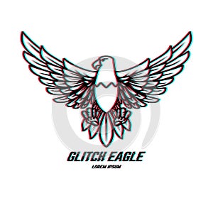 Eagle sign with glitch effect. Design element for logo, label, emblem, poster, t shirt