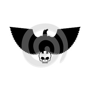 Eagle and skull template for emblem. Hawk logo. Vector illustration