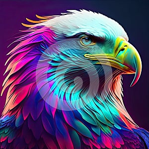 Eagle in the sky with fire effect. 3d illustration. AI generated