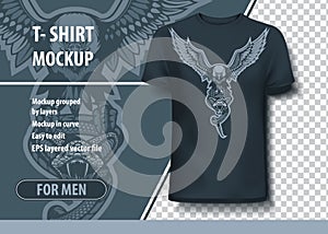 Eagle with Snake in claws. T-Shirt template