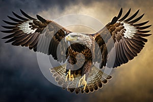eagle soaring through the sky, its wings spread wide