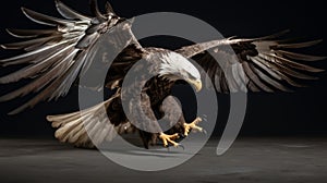 Stunning Vray Traced Eagle In Exaggerated Pose - 8k Photo-realistic Rendering photo
