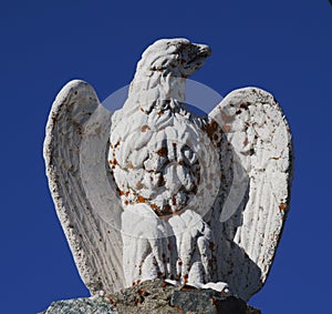 Eagle statue at San Marco Pass, Lombardy, Italy.