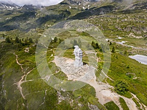 The eagle statue on the Simplon pass in the alps