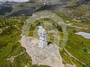 The eagle statue on the Simplon pass in the alps