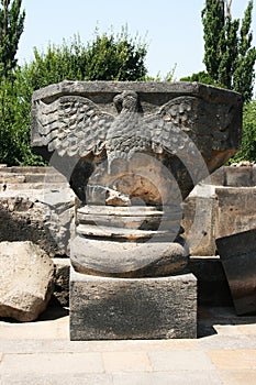 Eagle statue in Zvartnots Cathedral ruins