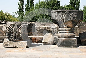 Eagle statues in Zvartnots