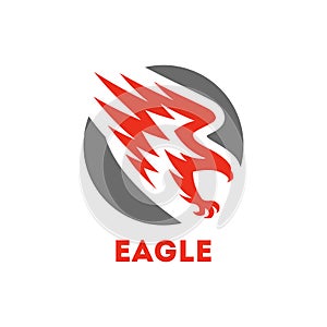 Eagle symbol. Round icon with flying bird